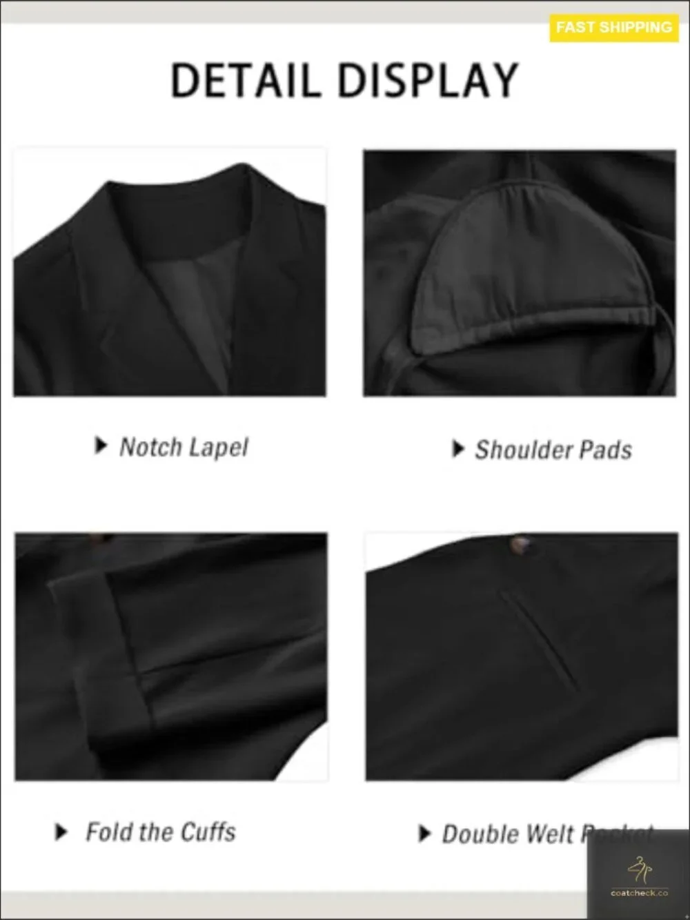 Lightweight 3/4 Sleeve Lapel Open Front Blazer with Pockets Work Casual Suit